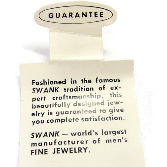 Signed Swank Set Silver Tone Square Cufflinks Neck Tie Clip Shirt Vintage IOB - Picture 12 of 12